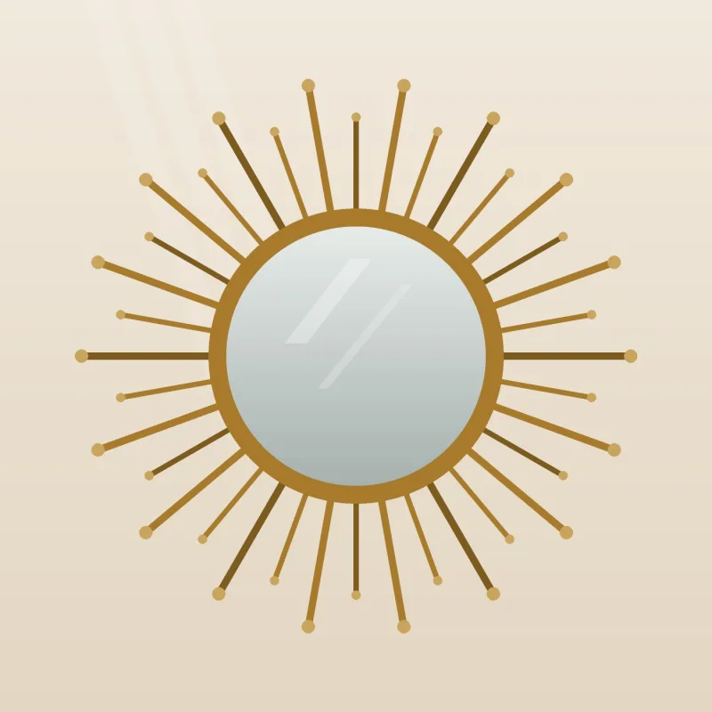 Golden sunburst wall mirror