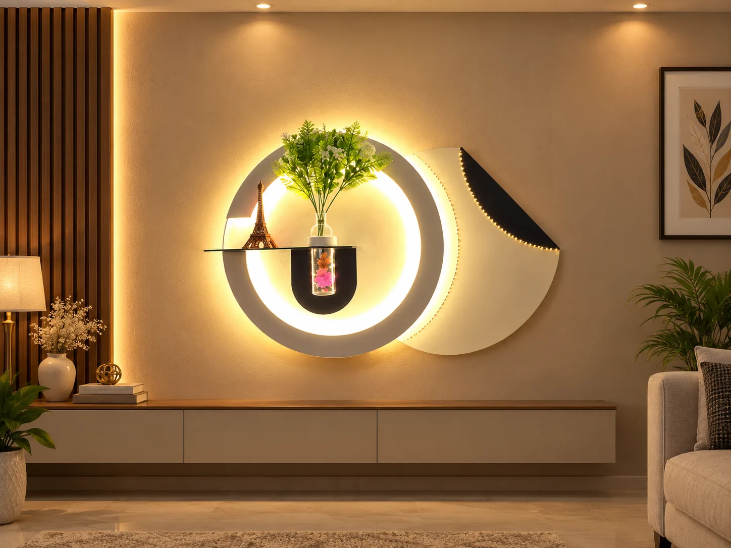Elegant Circular LED Wall Shelf – Modern Decorative Wall Light